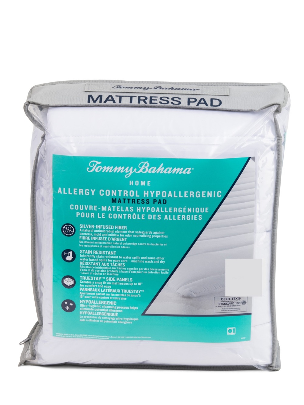 Tommy Bahama‎ White Hypoallergenic Mattress Pad - Allergy Control